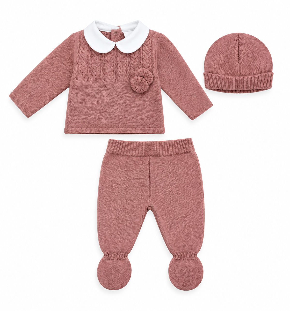 NEW BORN PAKJE | 3 set met kraag roze