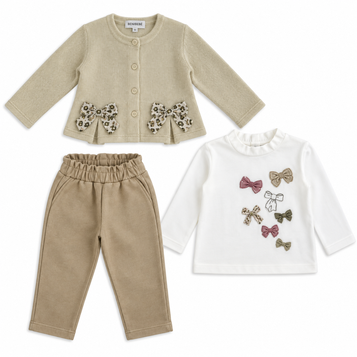 3 SET | Softy strik beige