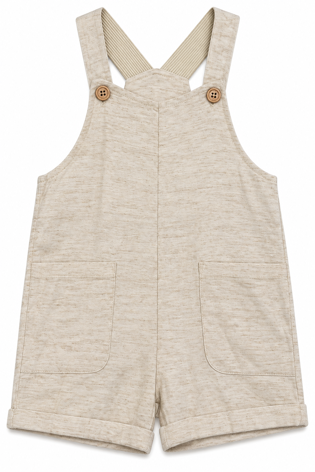 TUINBROEK Kort beige gestreept