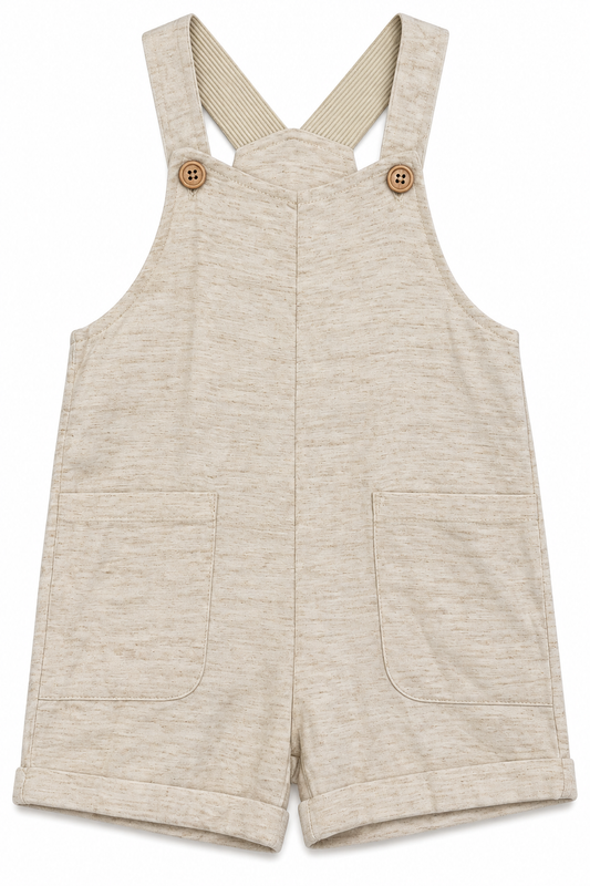 TUINBROEK Kort beige gestreept