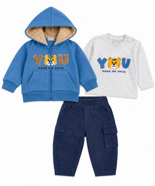 3 SET beer teddy blauw