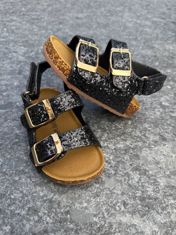 SANDAAL | Zwart glitter