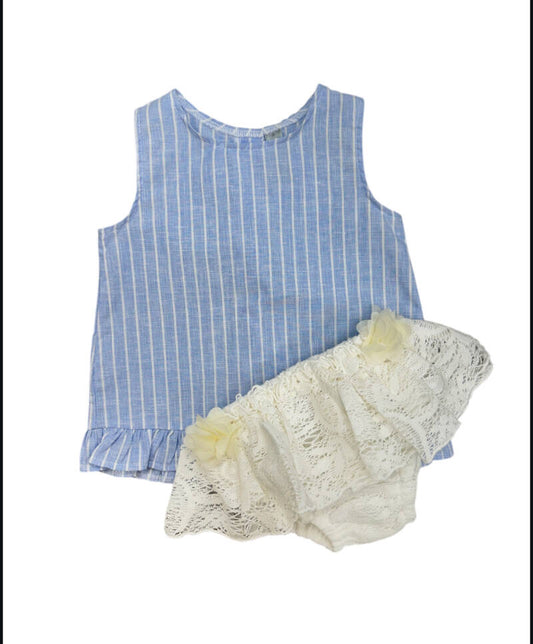 2 SET Blauw kanten broek